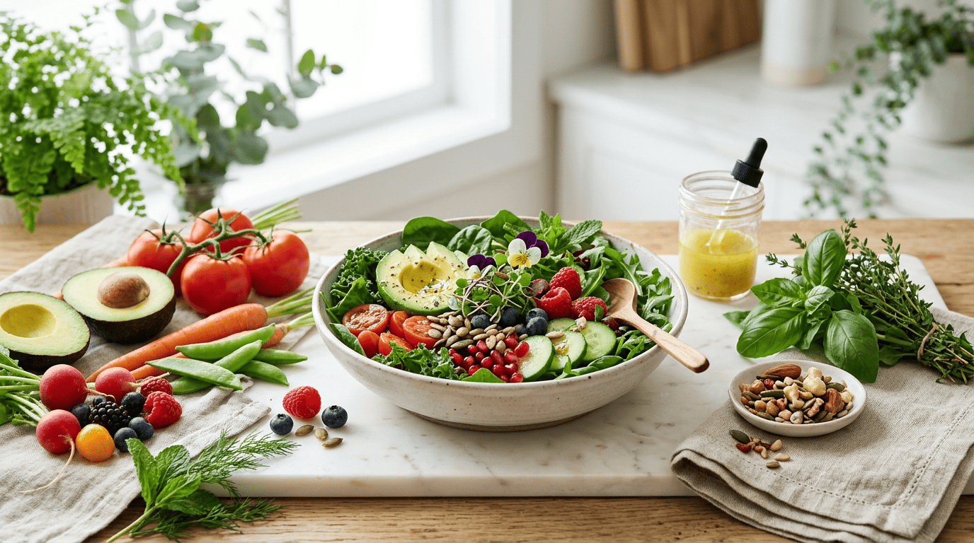 AI nutritionist online consultation, fresh healthy food